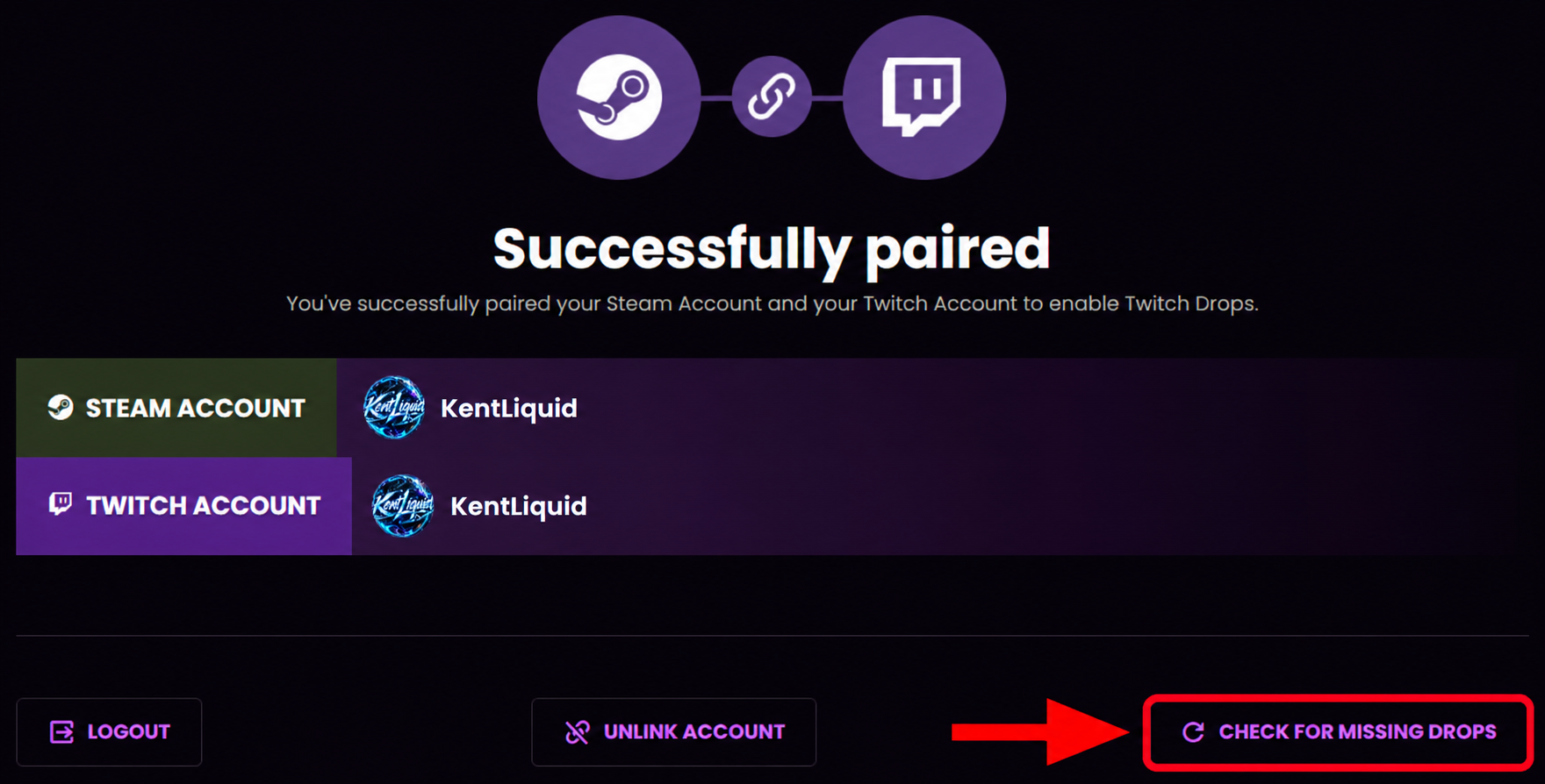 Проверка отсутствующих Twitch Drops